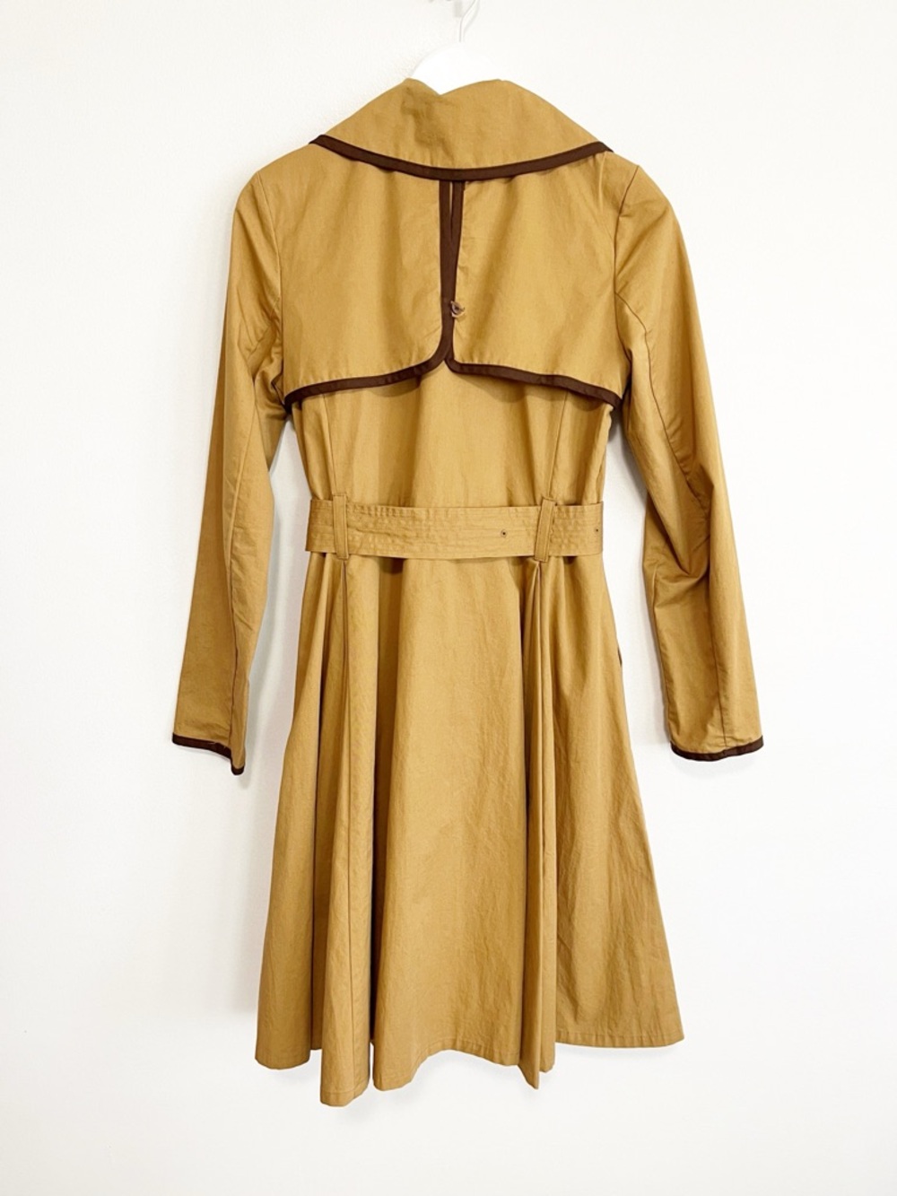 ETT:TWA Anthropologie Marley Trench Coat Tan Double Breasted Belted Swing 2 - Picture 10 of 14